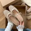 Fashion Women Mesh Ballet Flats Fishnet Ballerina Flats Comfortable Round Toe Ballet Shoes Breathable Casual Walking Shoes for Commuting