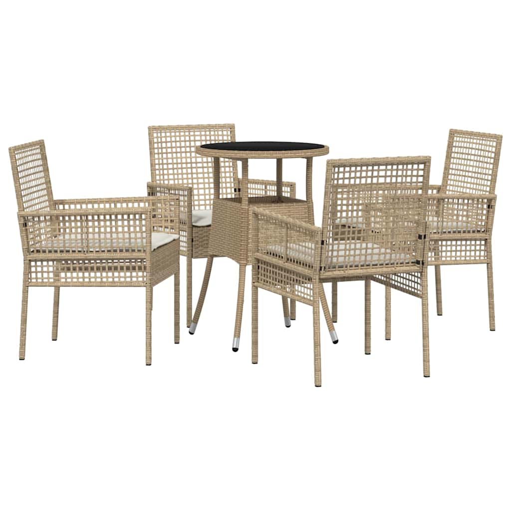 Garden Dining Set 5 pcs Beige Poly Rattan