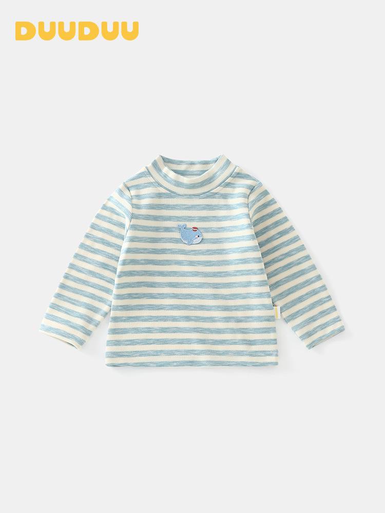 DUUDUU Striped Long Sleeve T-Shirt for Baby Boys & Girls - 2025 Korean Style Base Layer