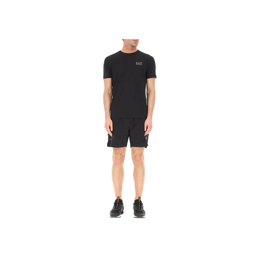 Emporio Armani EA7 Estampado de Letras con Logo Cuello Redondo Manga Corta Conjunto Deportivo Casual Conjuntos para Hombre Negro 8NPV01-PN2CZ-1200