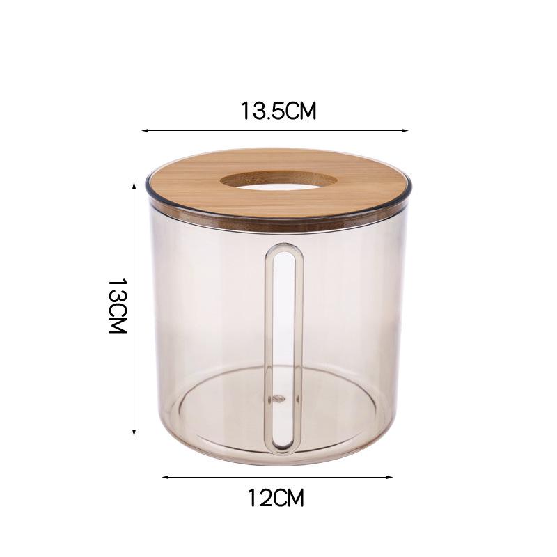 Nordic PET Transparent Tissue Box with Bamboo Lid - Creative Living Room Napkin Holder