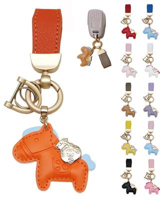 Pferd Schlüsselanhänger Leder das bringt gute Tasche Anhänger Niedlich Goldene Geldbörse Entzückend Stilvolle Dekoration Pferd Design Anhänger Smart Key Schlüsselring Zubehör