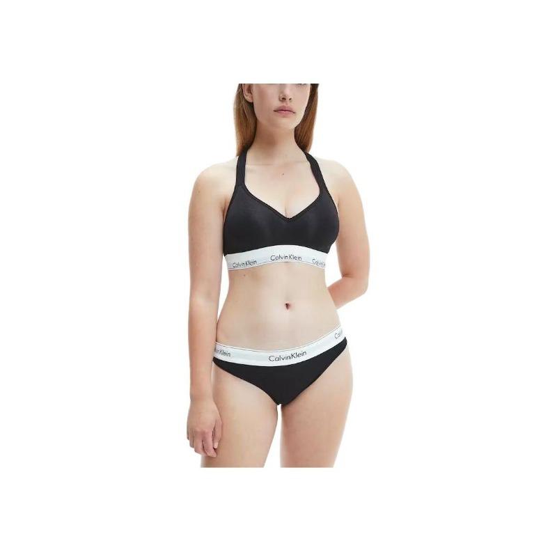 Calvin Klein Color Block Letter Print Sleeveless Bra Women Black QF1654-001