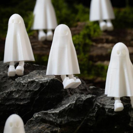 

1/2 шт., 3D-принтерская фигурка призрака на Хэллоуин с ножкой, белая статуя призрака из PLA, скульптура для дома, офиса, книжная полка, настольный компьютер 1pc