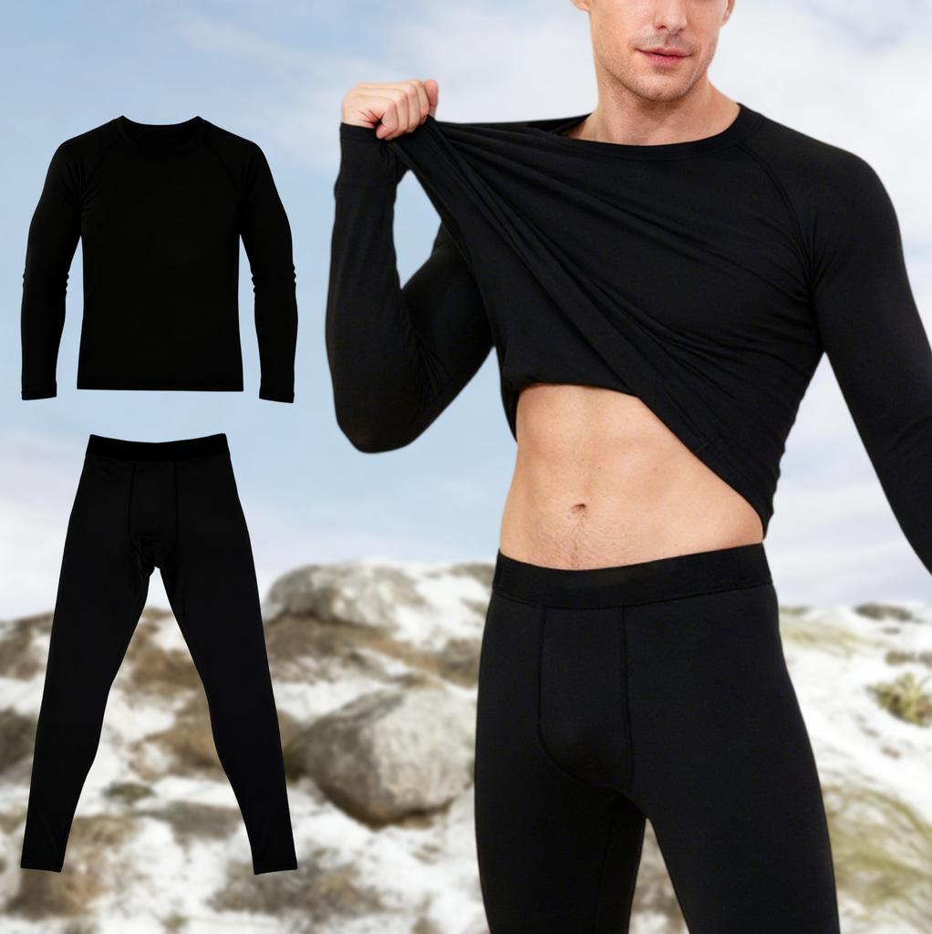 Men's Thermal Underwear Set Wool Lined Thermal Trousers Winter Sportswear Seamless Training Running Tights Set
