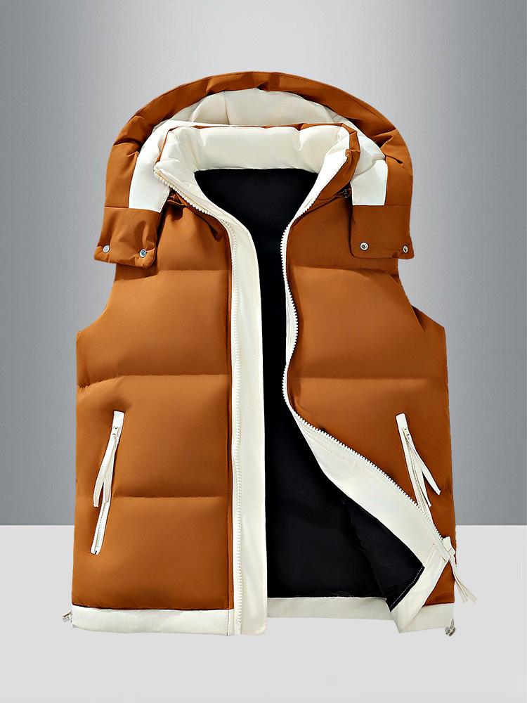 Men's Korean Style Hooded Thickened Cotton Vest for Autumn/Winter - Trendy, Warm Youth Outerwear.