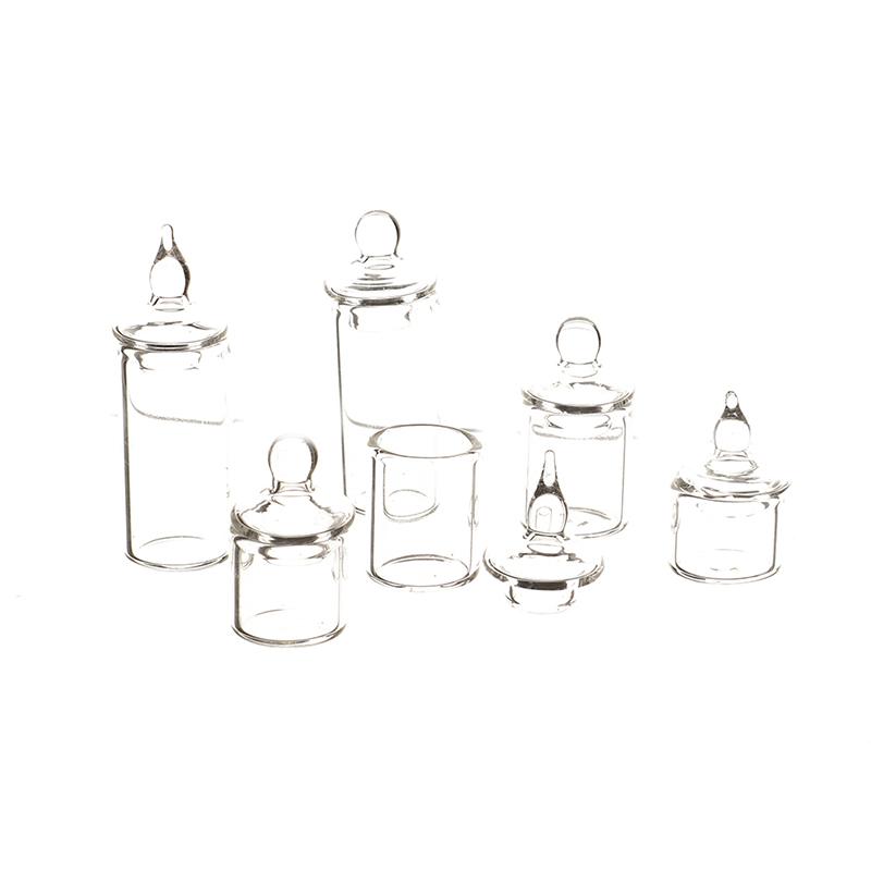1:12 Dollhouse Miniature Tiny Jar Candy Storage Bottle W/Cover Kitchen Decor
