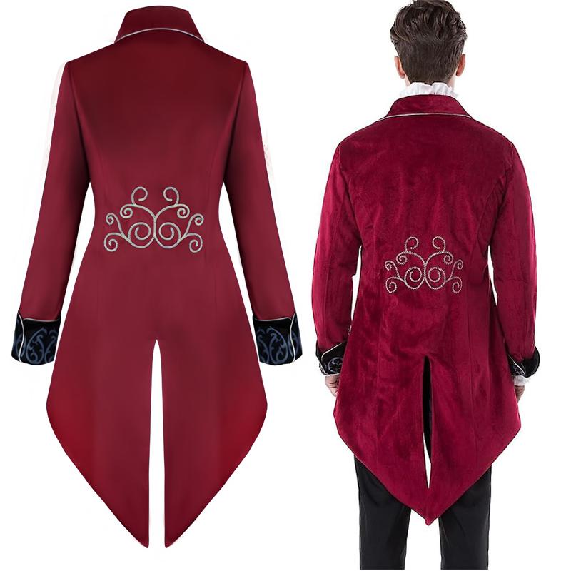 Mittelalterlicher Smoking Steampunk Vintage Viktorianischer Langarm Windbreaker Mittelalter Vintage Anzug Prinz Kostüm für Männer Herren Steampunk