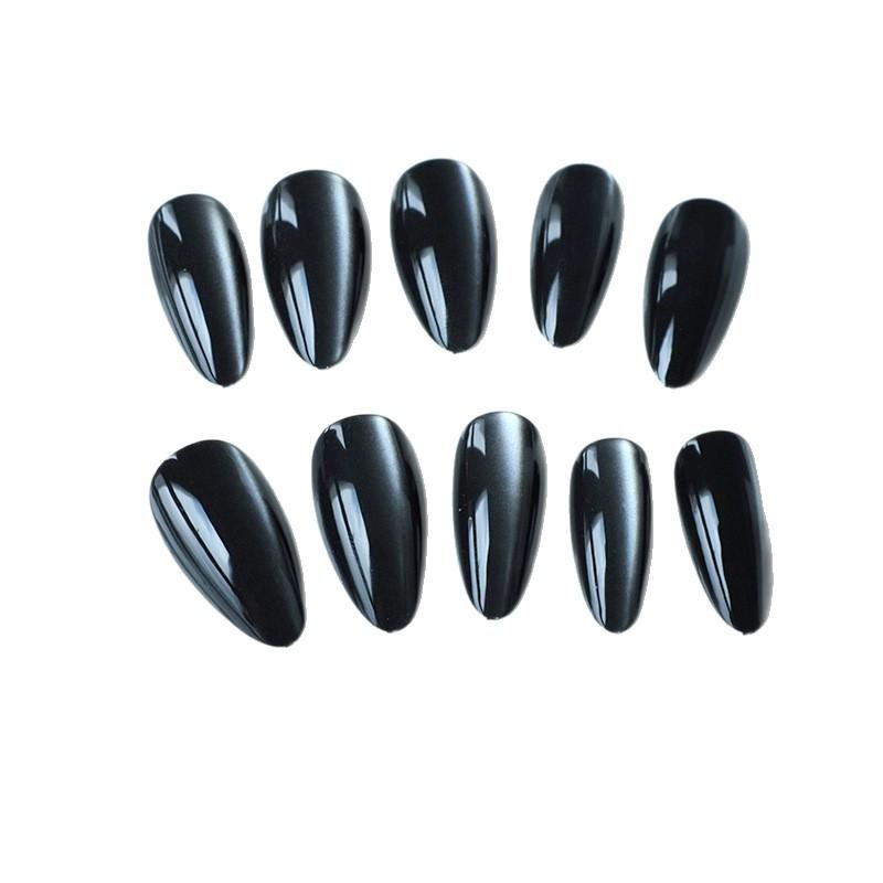New Manicure Film Classic Fashion Simple Solid Color Ice Through Cat'S Eye Long Almond Wear Armor