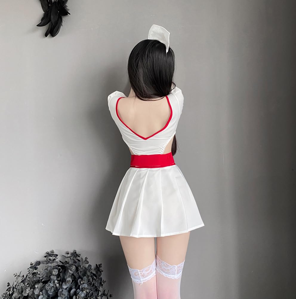 Nurse Sexy Nurse Nurse Stockings 6 Piece Set [YUEEI] Uniform, V-Neck, Perforated, See-Through, Cosplay, Red, Erotic, Erotic, Cute, Moe, Temptation,
