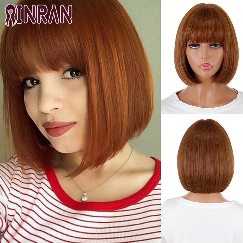 

XINRAN Черный короткий парик Боб Прямой черный парик Боб с челкой 10 дюймов Прямой парик Боб с челкой для женщин Натуральный вид для повседневного использования 25CM