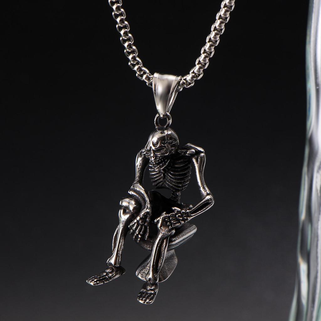 Punk Dark Style 3D Pendant Necklace: Retro Craftsmanship, Street Hip Hop Accessory for Men