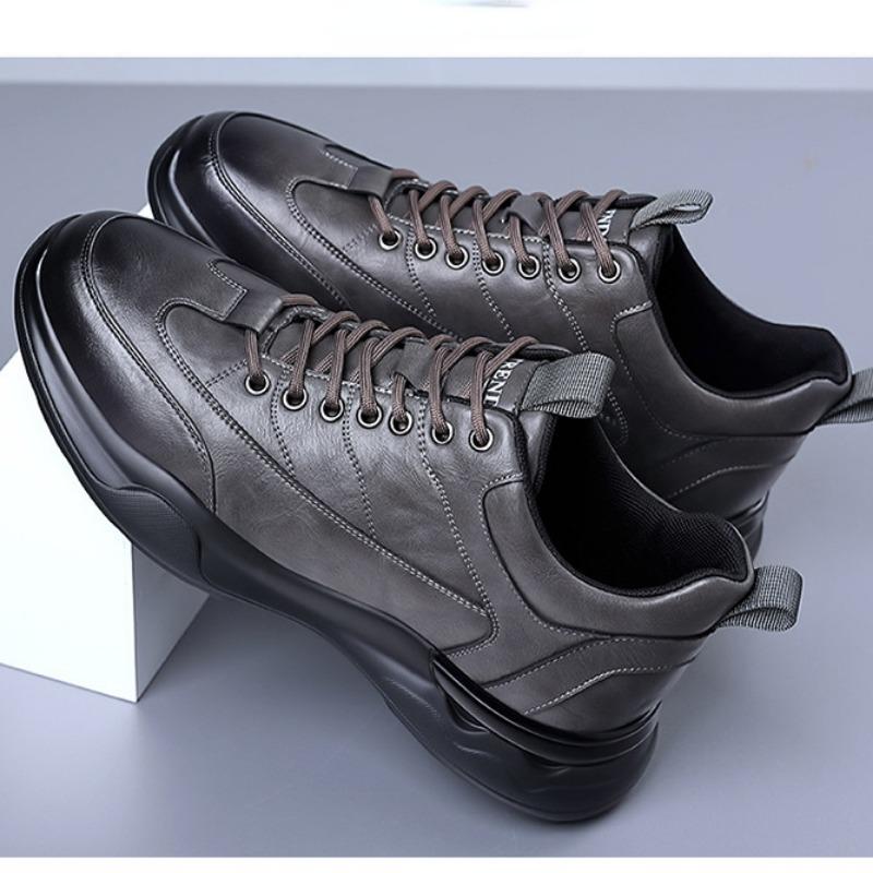 Fashion Retro Cow Leather Casual Sneakers for Men New Designer Velvet Man Platform Shoes Fashion Autumn Winter Sports Male Running Shoes