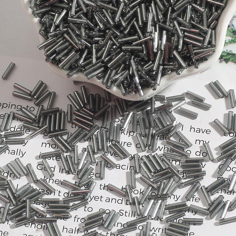 7mm Silver-Filled Glass Rice Tube Beads for DIY Jewelry, Necklace & Clothing Accessories