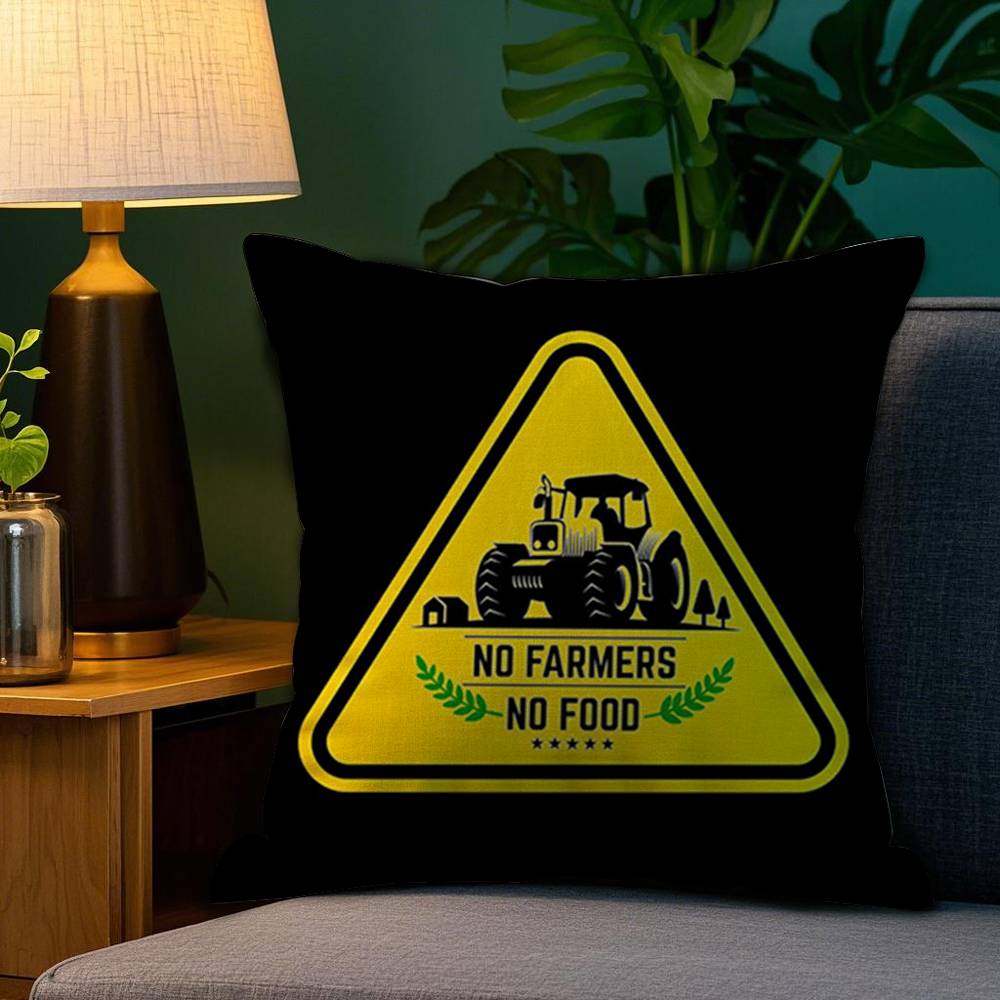 

No Farmers No Food Pillow Case Plush Fabric Soft Double Sided Print Home Sofa High Quality Cushion Cover Throw 12x12Inch