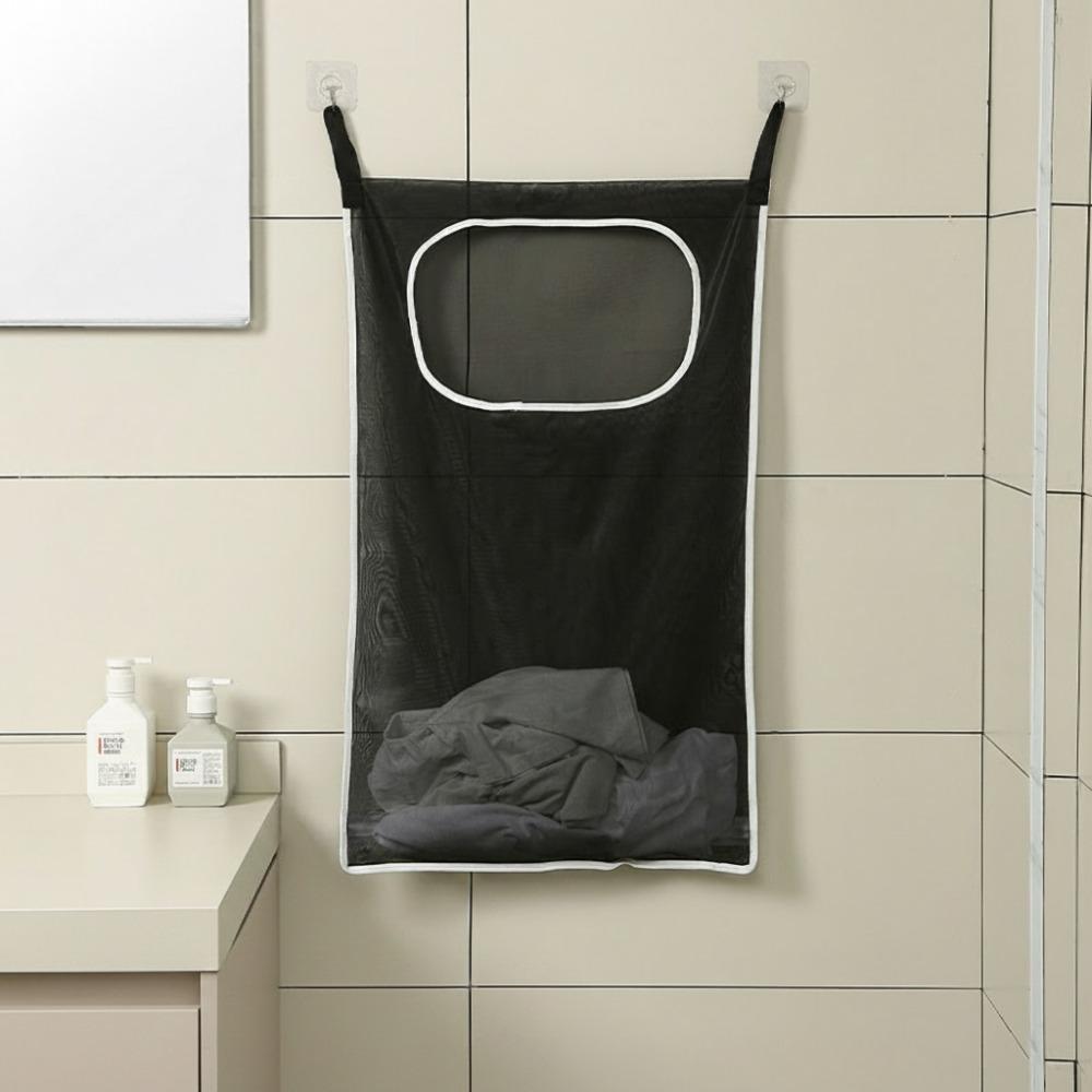 Fabric Hanging Storage Bag Hanging Laundry Holder Practical Clothing Organizer Bag  Bathroom Use