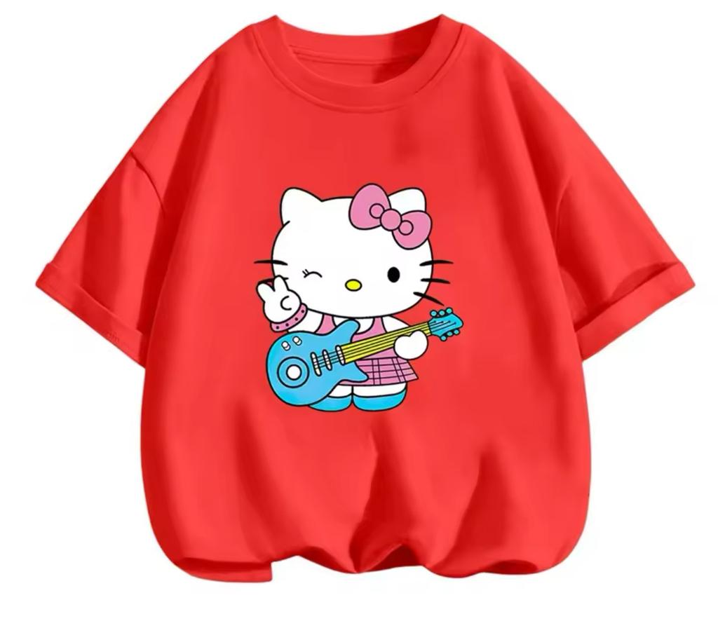 Sanrio 2026 Καλοκαίρι Φόρμα Κόμικς Εικόνα Hello Kitty 100% Βαμβάκι Τυπωμένο Casual T-shirt Ενήλικες Παιδιά Γονέας-Παιδί Μπλούζα Ρούχα Σπιτιού Y2k