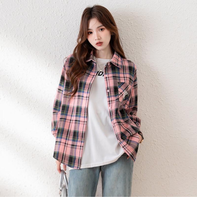 TonLion Women's Autumn Casual Plaid Shirt