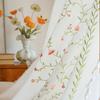 Boho Floral Semi-Blackout Curtains, Cotton Linen Farmhouse Curtains for Living Room Bedroom Vintage Rustic Patterned Printed