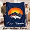Custom Name Denver Broncos Flannel Throw Blanket Personalized Text Soft Blanket Bed Sofa Gift