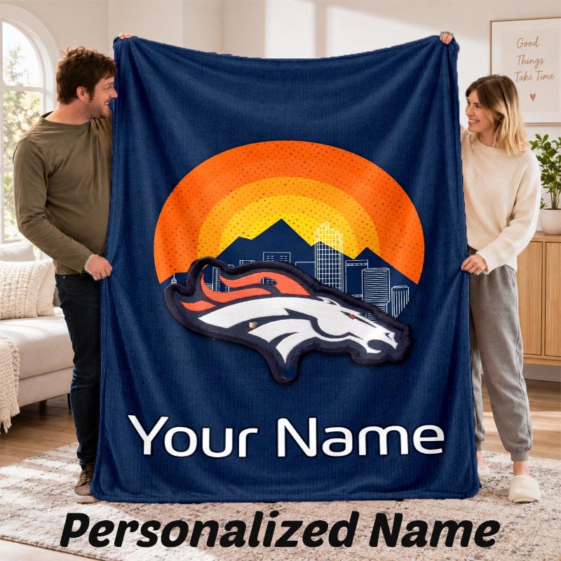 Custom Name Denver Broncos Flannel Throw Blanket Personalized Text Soft Blanket Bed Sofa Gift