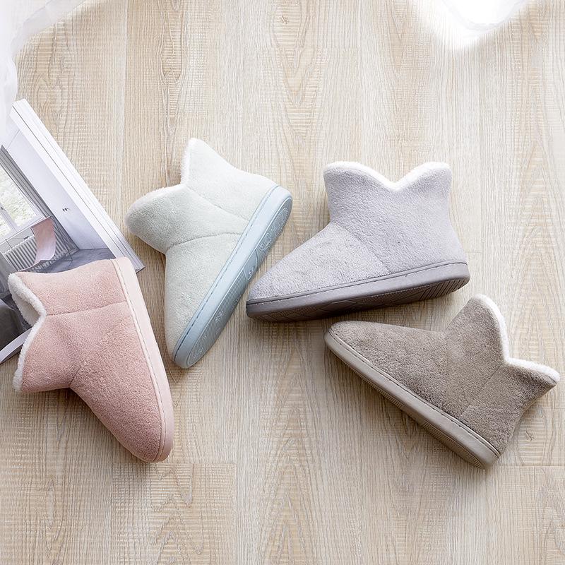 Lidani Women's Winter Postpartum Plush Cotton Slippers with Heel, Thick Sole Indoor Shoes, Fluffy for Couples.