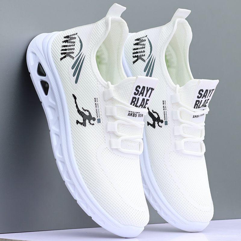 

Мужские туфли дышащие белые сетчатые туфли мужские летние 2024 новые сетчатые кроссовки мужские кроссовки модные летающие плетеные туфли 38