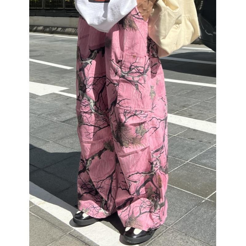 

Летние камуфляжные брюки унисекс с широкими штанинами: Американский ретро-стиль с универсальными карманами для модного свободного кроя. 3XL