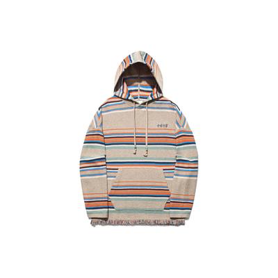 Li Ning All Over Print Gestreept Hoodie Unisex Hoodies Kameelgrijs AMBT131-2