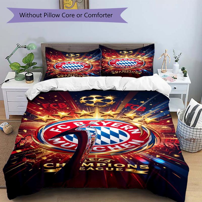 3pcs Duvet Cover Set (1*Duvet Cover + 2*Pillowcase, Without Core), FC Bayern Munich Print Bedding Set, Bedroom Decor, All‑Season, Gift