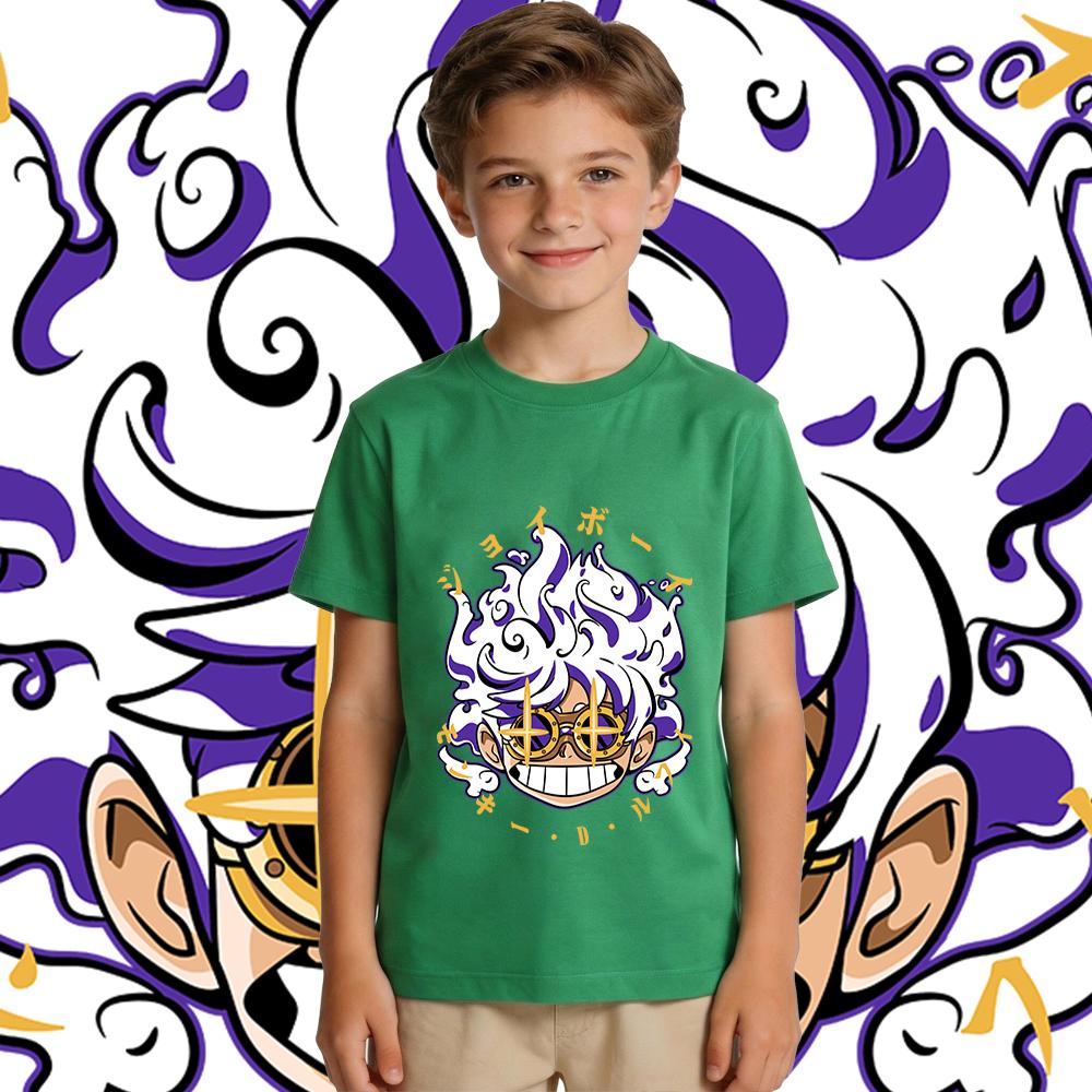 One Piece Joy Boy Anime Print Boys Girls Cotton T Shirt Kids Casual Summer Top Soft Breathable Crewneck