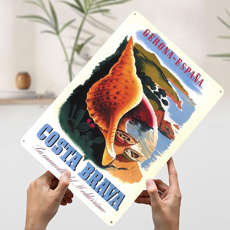 

Costa Brava Travel Metal Poster Customized Wall Art Retro Vintage Tinplate Signs for Wand Deko Decoration At Home Desk Decor 7.9x11.8In(20x30cm)