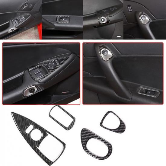 For Corvette C6 05-13 Soft Carbon Fiber Window Lift Panel Interior Trim Sticker