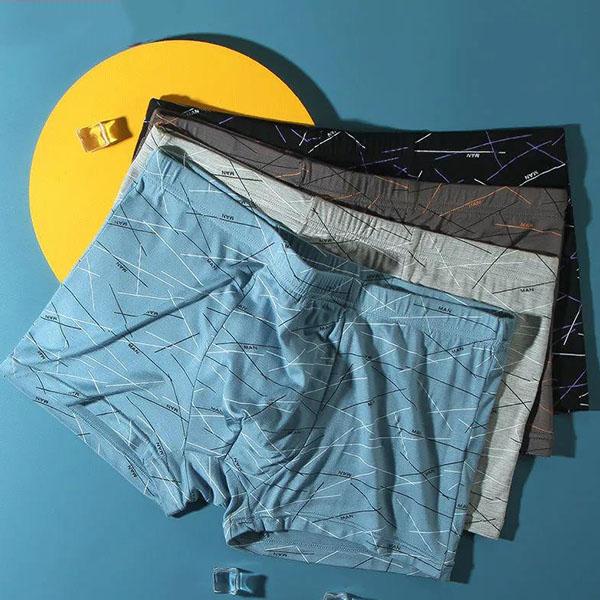 4pcs Men Underwear Modal Cotton Boxers Men's Print Soft Breathable Mid-waist Short Boxers