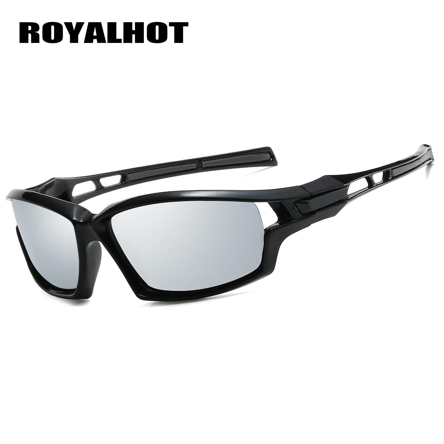 

RoyalHot унисекс поляризационные синие спортивные солнцезащитные очки винтажные солнцезащитные очки ретро очки оттенки, UV400 черный белый