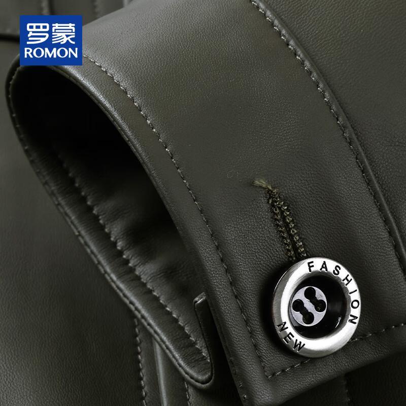 ROMON Men's Genuine Sheepskin Lapel Leather Jacket
