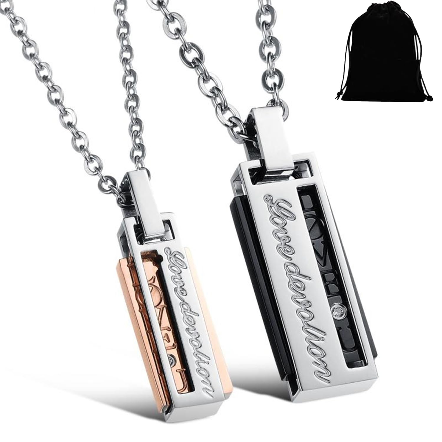 

Парний кулон Набір з 2 пластин для пари Повідомлення Титанова сталь Срібний ланцюжок Подарунок на день Святого Валентина Ювілей Подарунок на день народження Простий Білий день Корейський Популярний