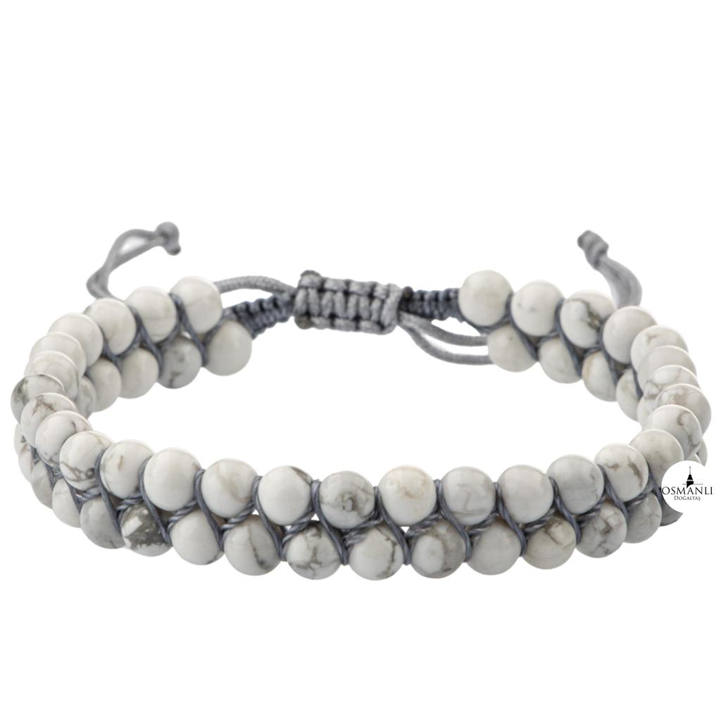 Howlith 4 mm zweireihiges Natursteinarmband