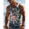 Pánské letní tílko na pláž pro surfování velké velikosti ležérní prodyšný top bez rukávů s volným potiskem tílko pánská košile