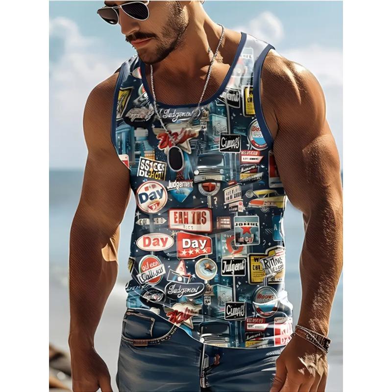 

Мужская летняя пляжная майка для серфинга, большой размер, повседневный дышащий топ без рукавов, свободная майка с принтом, мужская рубашка XL