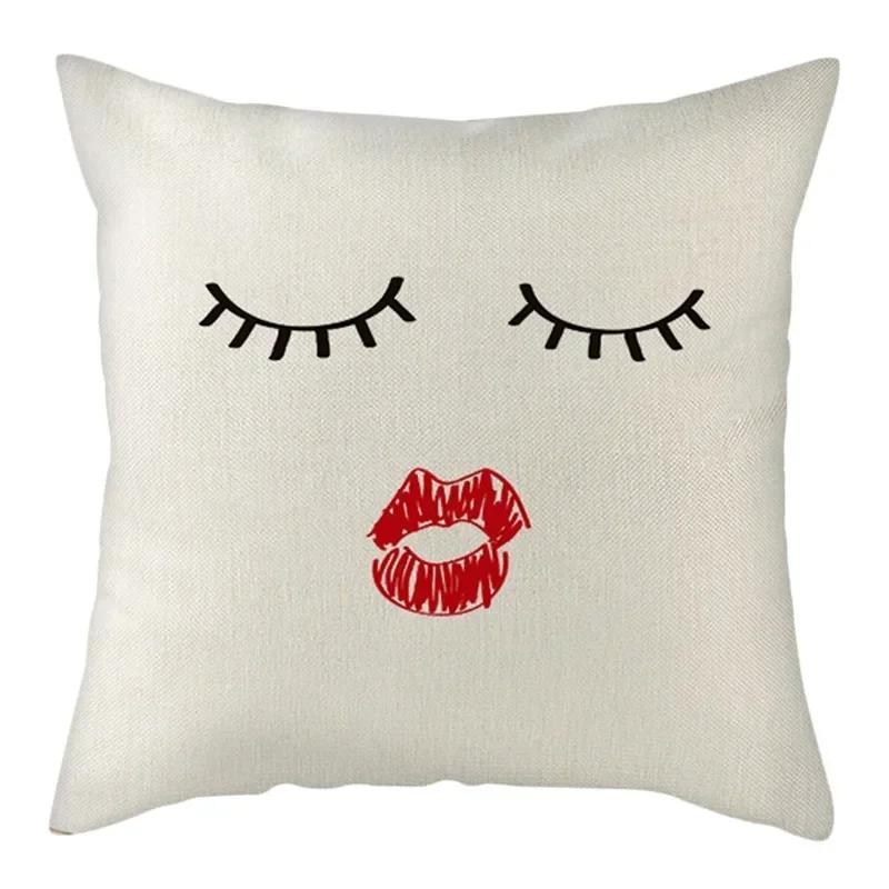 Black, White, Red, Romantic Words Double-Sided Printed Pillow Cover Short Plush Suitable Living Rooms Sofas Throw Cushion Cover