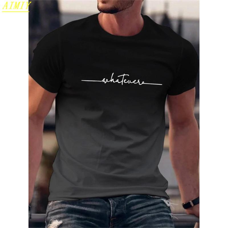 Mote Sommer 3D Stripe Bokstavtrykk Herre T-skjorte Hip Hop Trend Harajuku Streetwear Casual O-hals Oversized T-skjorter Herre Topper