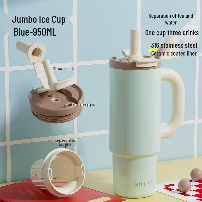 Dilebel D9511 950ml Dual-Drink Vacuum Insulated Mug