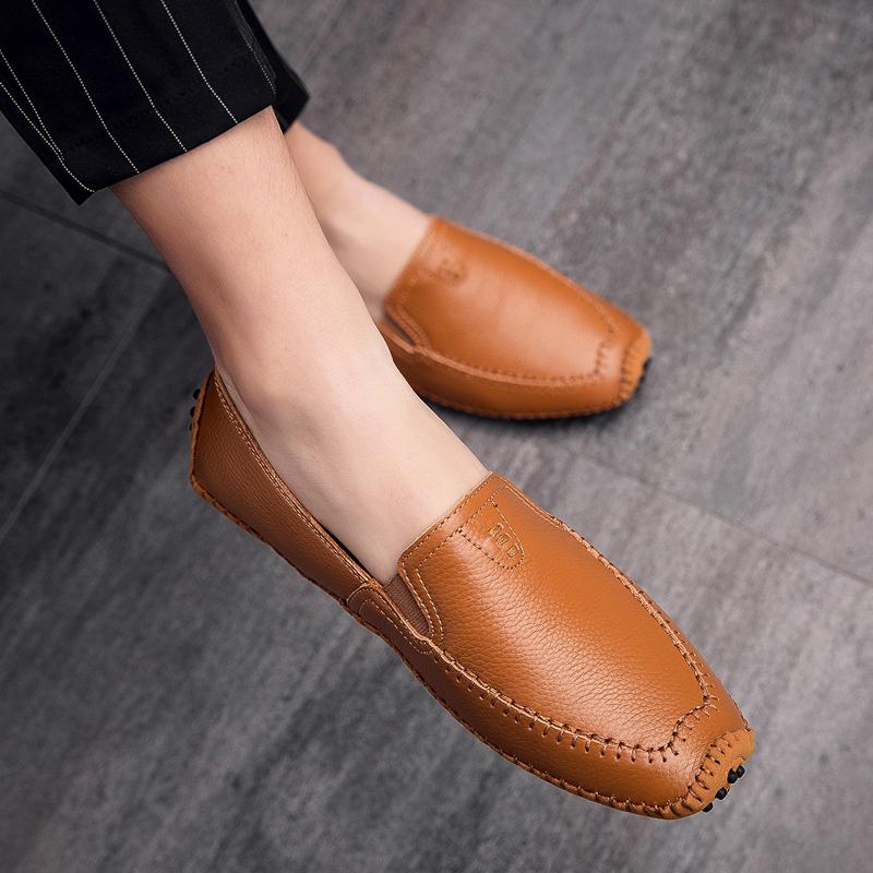 

Весенняя мужская повседневная кожаная обувь. Новая модная мужская кожаная обувь. Модная мужская обувь. 46 коричневый