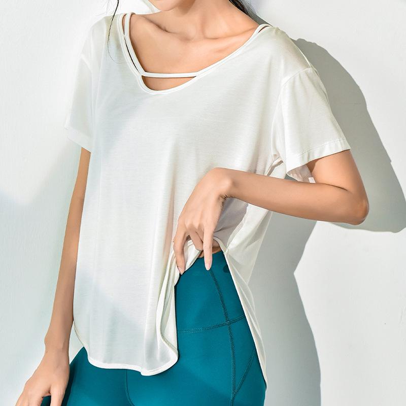 

Women s Loose Fit Yoga T-shirt - Short Sleeve, Breathable, Plus Size, Drapey Fitness Cover-up Large