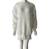 Womens Oversized Knit Sweater Dress Loose Fit Round Neck Solid Color Long Sleeve Mid-Length Pullover Winter