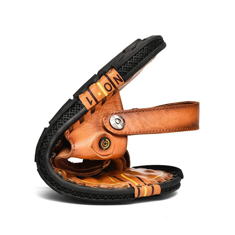 2025 first layer cowhide new sandals men's beach shoes summer cool slippers dual-purpose sandals comfortable men's sandals soft