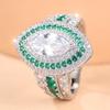 Gorgeous Two Colors Available Marquise White Green Zircon Statement Ring for Women Daily Wear and Party