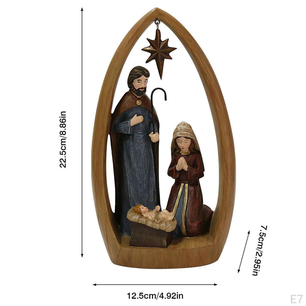 Nativity Resin Religious Baby Scene Figurine Stable Statue And Sculpture Ornaments