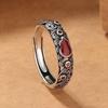 Elegant Red Gourd Thai Silver Enamel Ring - Retro Ethnic Style for Women